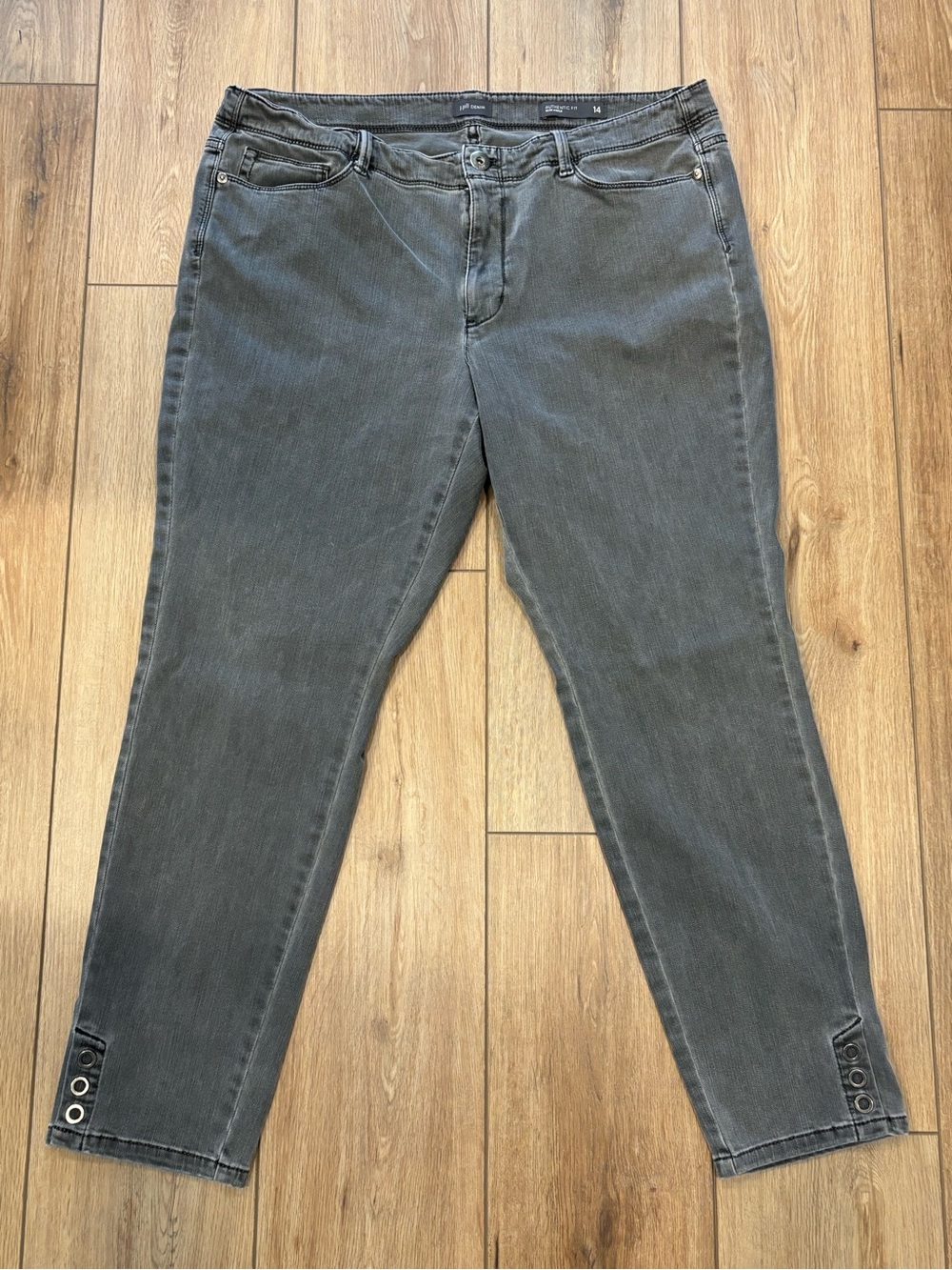 J. Jill Women's Gray Ankle Crop Jeans with Button Hem